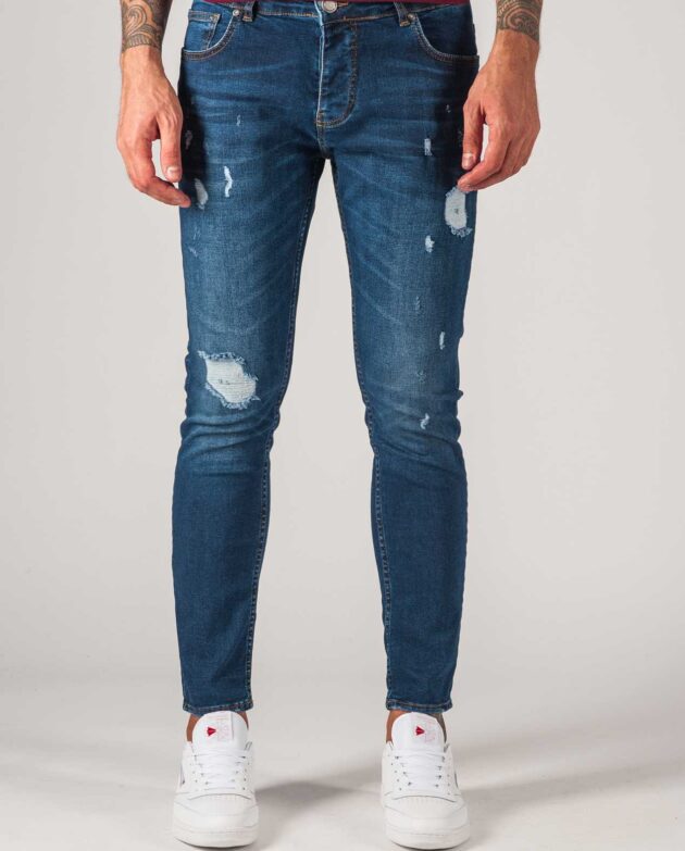 Мужские джинсы slim-fit синего цвета. Арт.:7-762