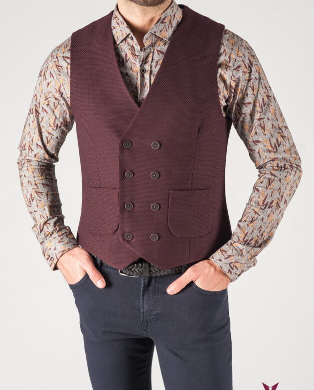 Бордовая мужская жилетка в стиле casual. Арт.:3-820-3