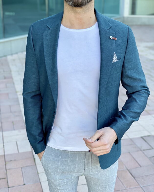Мужской пиджак зеленого цвета slim fit. Арт.: 2-2211-1