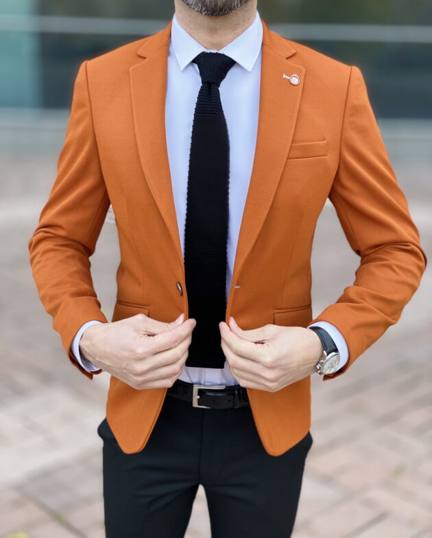 Оранжевый мужской пиджак slim fit Арт.:2560