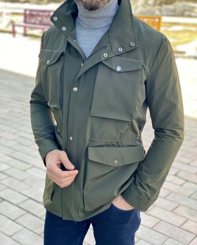 Зеленая мужская куртка в стиле кэжуал. Арт.: 2708