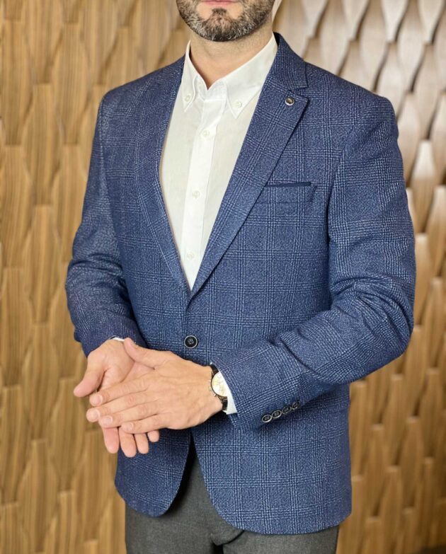Синий пиджак в клетку. Арт.:4119