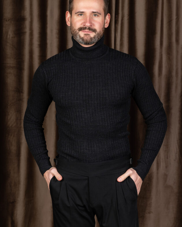 Черная водолазка с узором "лапаша". Арт.: 6504