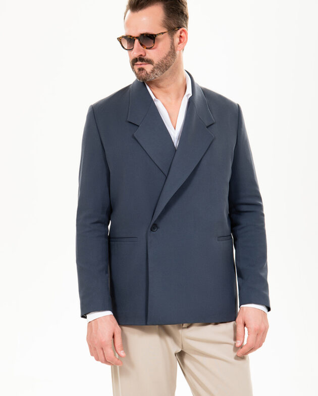Мужской oversized пиджак синего цвета Арт.:7707